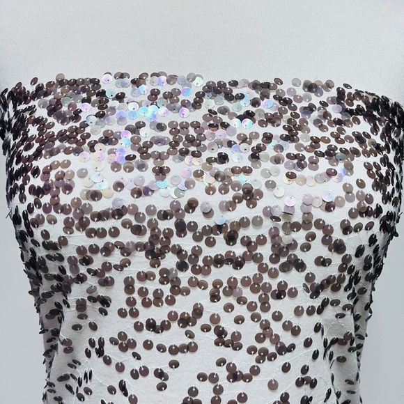 Express Sequin Ombré Strapless Tube Top SZ Medium Y2K Cream Cotton Modal Stretch - Picture 4 of 11